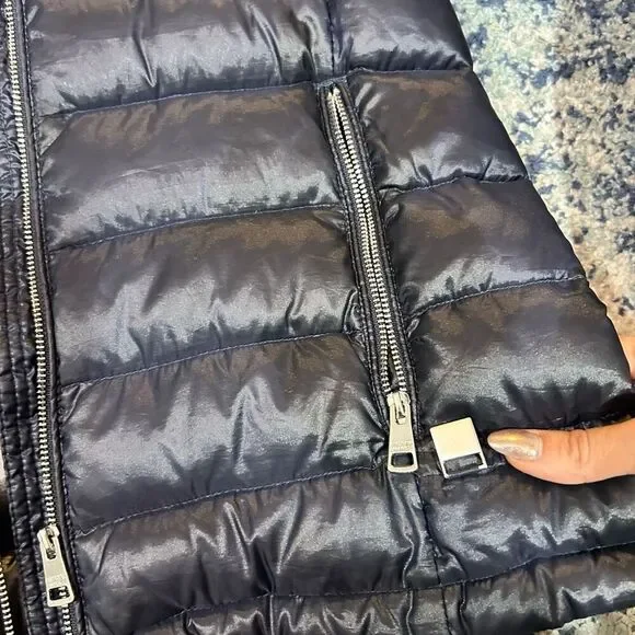 Andrew Marc Packable Lightweight Premium Down Jacket Women's XS Blue Silver Zip - Picture 5 of 6